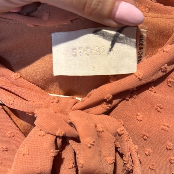 Storia Orange Ruffled Tie Front Mini Dress - Picture 2 of 3